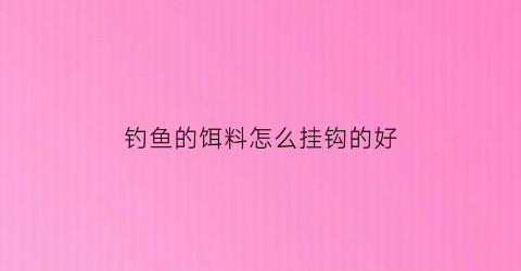 钓鱼的饵料怎么挂钩的好