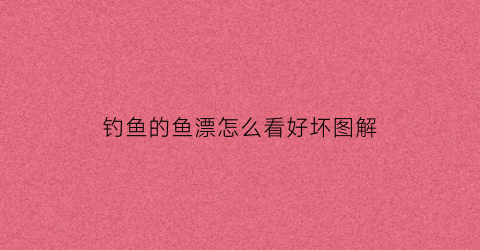 钓鱼的鱼漂怎么看好坏图解(如何看钓鱼漂相)