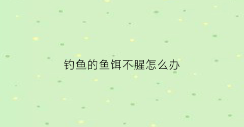 钓鱼的鱼饵不腥怎么办(钓鱼饵料到不了底怎么办)