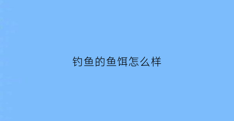 “钓鱼的鱼饵怎么样(钓鱼的鱼饵怎么样才好用)