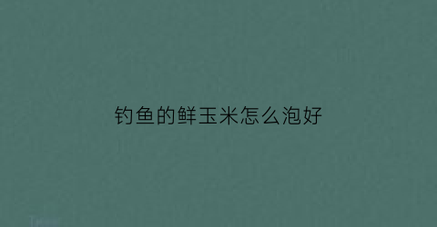 钓鱼的鲜玉米怎么泡好(怎样泡新鲜玉米钓鱼)