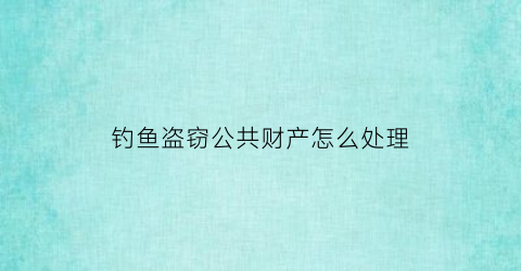 “钓鱼盗窃公共财产怎么处理(钓鱼盗窃是否属于入室盗窃)