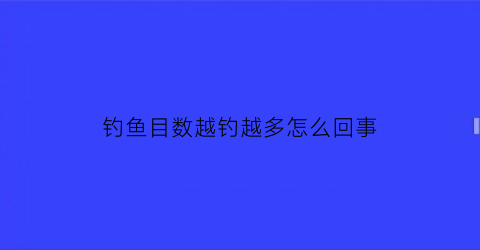 “钓鱼目数越钓越多怎么回事(钓的目数越多越灵吗)