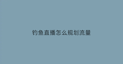钓鱼直播怎么规划流量(做钓鱼直播能挣到钱吗)