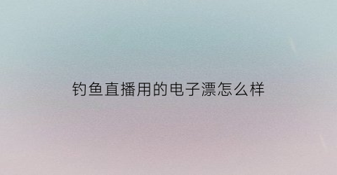 钓鱼直播用的电子漂怎么样