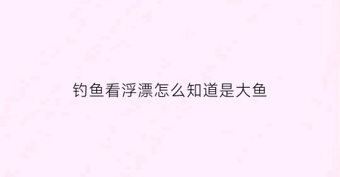 “钓鱼看浮漂怎么知道是大鱼(一般钓鱼怎么看浮漂才知道上鱼了)