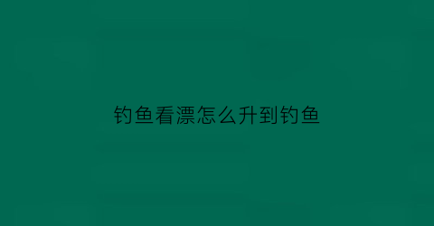 钓鱼看漂怎么升到钓鱼(钓鱼看漂怎么升到钓鱼竿上)