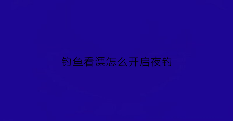 钓鱼看漂怎么开启夜钓