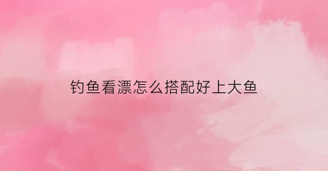 钓鱼看漂怎么搭配好上大鱼(钓鱼看漂怎么搭配好上大鱼钩)