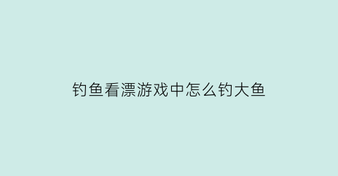 “钓鱼看漂游戏中怎么钓大鱼(钓鱼看漂游戏怎么调漂)