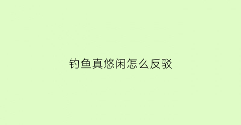 钓鱼真悠闲怎么反驳(钓鱼真悠闲怎么反驳别人)