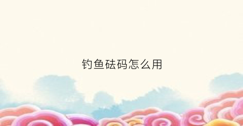 钓鱼砝码怎么用(钓鱼砝码怎么用视频教程)