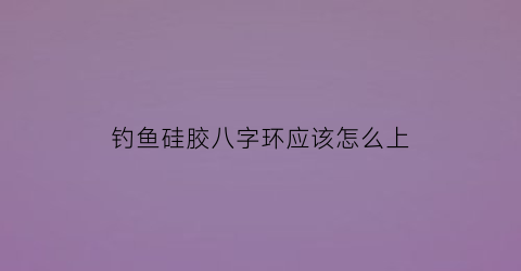 钓鱼硅胶八字环应该怎么上(钓鱼硅胶八字环应该怎么上钩)