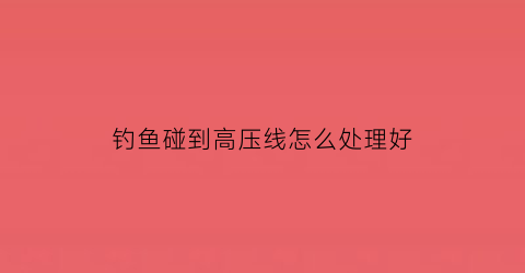 钓鱼碰到高压线怎么处理好(钓鱼碰高压线人会瞬间死亡吗)