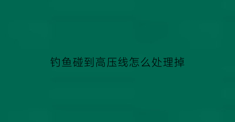 钓鱼碰到高压线怎么处理掉