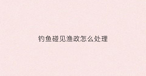钓鱼碰见渔政怎么处理(遇到钓鱼怎么办)