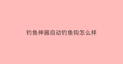 “钓鱼神器自动钓鱼钩怎么样(钓鱼神器自动钓鱼钩有用吗)