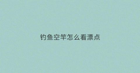 钓鱼空竿怎么看漂点(钓鱼空竿怎么看漂点图解)
