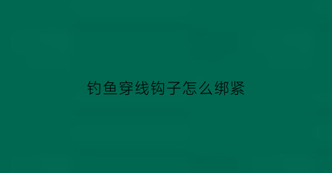 钓鱼穿线钩子怎么绑紧(钓鱼穿线钩子怎么绑紧视频)