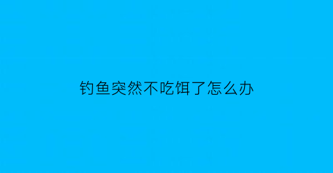 钓鱼突然不吃饵了怎么办(钓鱼不吃饵料的原因)