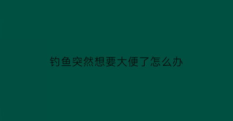 钓鱼突然想要大便了怎么办(钓到大鱼拉不动怎么办)
