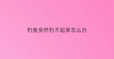 钓鱼突然钓不起来怎么办(钓鱼突然就没口了是什么原因)