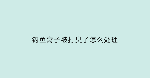 钓鱼窝子被打臭了怎么处理(钓鱼窝子被打臭了怎么处理呢)