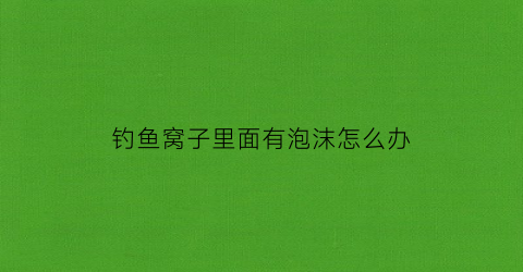 钓鱼窝子里面有泡沫怎么办(钓鱼窝子里面有泡沫怎么办视频)
