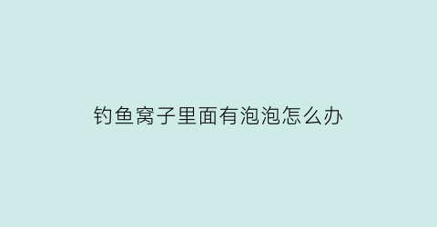 钓鱼窝子里面有泡泡怎么办(钓鱼鱼窝有泡就是不上钩)