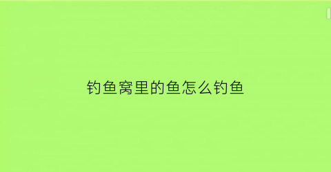 钓鱼窝里的鱼怎么钓鱼(野钓找鱼窝)