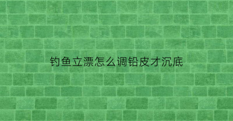 钓鱼立漂怎么调铅皮才沉底