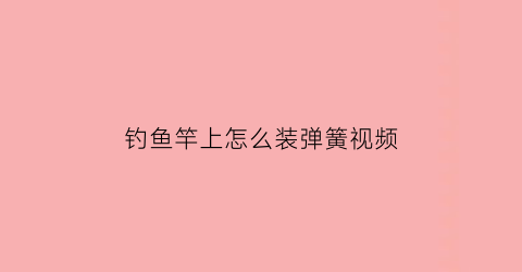 钓鱼竿上怎么装弹簧视频(钓鱼竿上怎么装弹簧视频教程)
