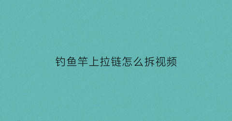 “钓鱼竿上拉链怎么拆视频(鱼竿包的拉链头是多大尺寸的)