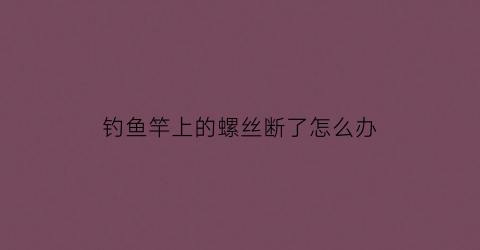 钓鱼竿上的螺丝断了怎么办(钓鱼竿上的螺丝断了怎么办视频)