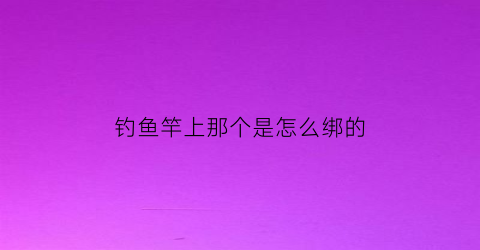 钓鱼竿上那个是怎么绑的(鱼竿上怎么绑鱼钩)