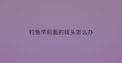 “钓鱼竿前面的线头怎么办(鱼竿前面的线掉了怎么办)