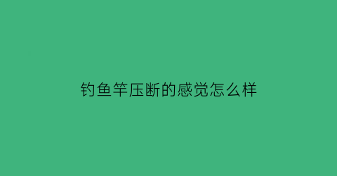 “钓鱼竿压断的感觉怎么样(钓鱼竿断了怎么办)