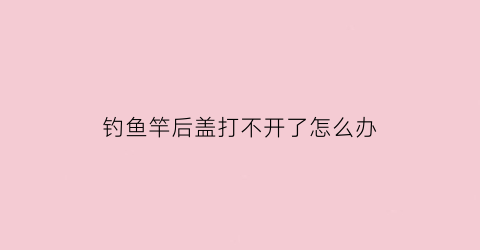 钓鱼竿后盖打不开了怎么办(钓鱼竿后面那个盖打不开)