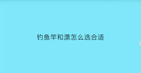 钓鱼竿和漂怎么选合适(鱼漂和竿长有什么关系)