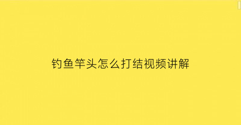 “钓鱼竿头怎么打结视频讲解(钓鱼竿头怎么打结视频讲解教程)