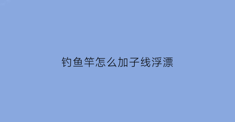 钓鱼竿怎么加子线浮漂(钓鱼竿怎么加子线浮漂视频教程)