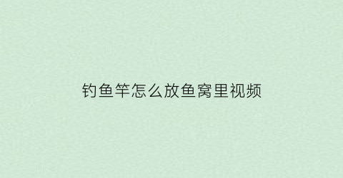 钓鱼竿怎么放鱼窝里视频(钓鱼竿怎么放鱼饵)
