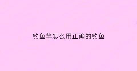 “钓鱼竿怎么用正确的钓鱼(钓鱼竿怎么用正确的钓鱼视频)