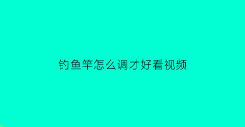 “钓鱼竿怎么调才好看视频(钓鱼竿怎么调才好看视频教程)