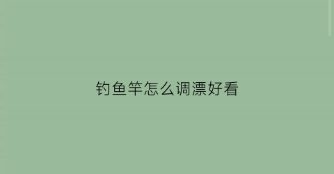 钓鱼竿怎么调漂好看(钓鱼竿的调是什么意思)