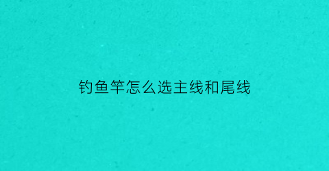 钓鱼竿怎么选主线和尾线(鱼竿主线用几号合适)