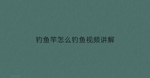 钓鱼竿怎么钓鱼视频讲解(钓鱼竿的用法视频)