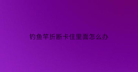 钓鱼竿折断卡住里面怎么办(钓鱼竿断了一节卡在里面怎么办)