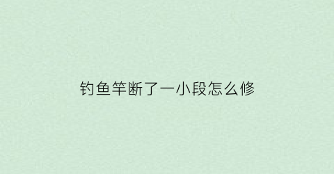 “钓鱼竿断了一小段怎么修(钓鱼竿断了一小段怎么修理)