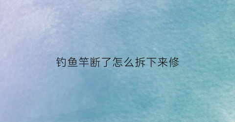 钓鱼竿断了怎么拆下来修(钓鱼鱼竿断了怎么回事)